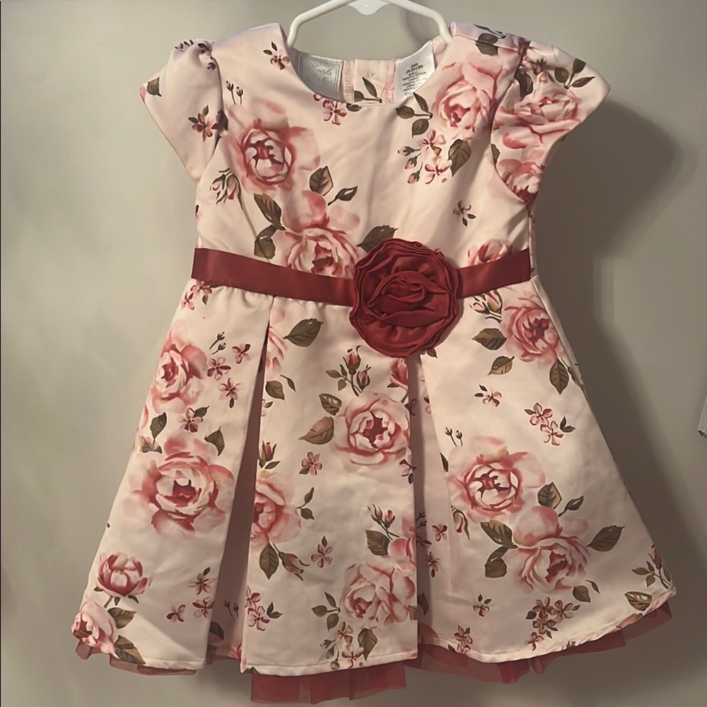 Elegant Floral Kids Dress with Rosette